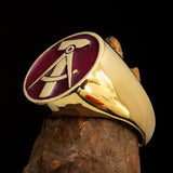 Perfectly crafted Men's GDR Socialist Ring Hammer Compasses Red - Solid Brass - BikeRing4u