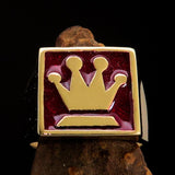 Perfectly crafted Men's Chess Player Ring Queen's Crown Red - Solid Brass - BikeRing4u