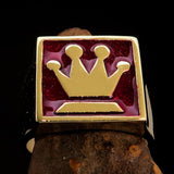 Perfectly crafted Men's Chess Player Ring Queen's Crown Red - Solid Brass - BikeRing4u