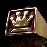 Perfectly crafted Men's Chess Player Ring Queen's Crown Red - Solid Brass - BikeRing4u