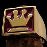 Perfectly crafted Men's Chess Player Ring Queen's Crown Red - Solid Brass - BikeRing4u