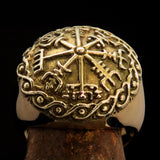 Excellent crafted Men's Viking save Journey Ring - solid Brass - BikeRing4u