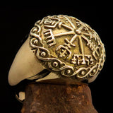 Excellent crafted Men's Viking save Journey Ring - solid Brass - BikeRing4u