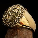 Excellent crafted Men's Viking save Journey Ring - solid Brass - BikeRing4u