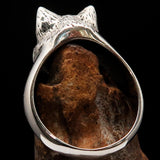 Excellent crafted happy sleeping Cat Ring - antiqued Sterling Silver - BikeRing4u