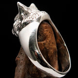 Excellent crafted happy sleeping Cat Ring - antiqued Sterling Silver - BikeRing4u