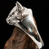 Excellent crafted happy sleeping Cat Ring - antiqued Sterling Silver - BikeRing4u