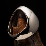 Excellent crafted Men's Aquarius Ring green Zodiac - Sterling Silver - BikeRing4u