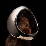 Excellent crafted Men's Aquarius Ring green Zodiac - Sterling Silver - BikeRing4u