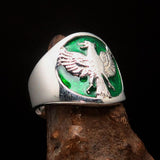 Excellent crafted ancient Men's Green Garuda Ring - Sterling Silver - BikeRing4u