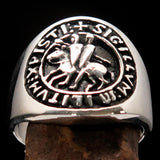 Excellent crafted Men's Templar Knights Seal Ring - Sterling Silver 925 - BikeRing4u