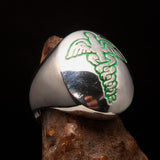 Excellent crafted Men's Green Medical Doctor Seal Ring - Sterling Silver - BikeRing4u