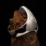 Ancient Men's Christian Monogram Cross Ring green Chi Rho XP - Sterling Silver - BikeRing4u