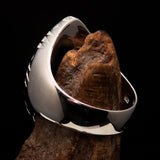 Ancient Men's Christian Monogram Cross Ring green Chi Rho XP - Sterling Silver - BikeRing4u