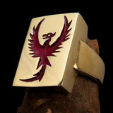 Excellent crafted Men's Ring Red Phoenix - Solid Brass - BikeRing4u