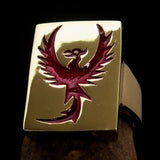 Excellent crafted Men's Ring Red Phoenix - Solid Brass - BikeRing4u