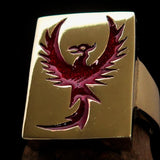 Excellent crafted Men's Ring Red Phoenix - Solid Brass - BikeRing4u