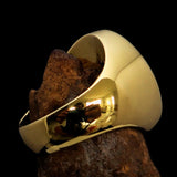 Excellent crafted oval Men's red Vampire Skull Ring - solid Brass - BikeRing4u