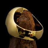 Excellent crafted oval Men's red Vampire Skull Ring - solid Brass - BikeRing4u