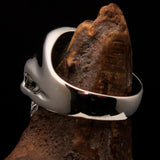 Excellent crafted Men's Communist Skull Ring green Hammer Sickle - Sterling Silver - BikeRing4u