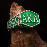 Perfectly crafted " as known as" Synonym Men's Ring green AKA - Sterling Silver - BikeRing4u