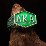 Perfectly crafted " as known as" Synonym Men's Ring green AKA - Sterling Silver - BikeRing4u