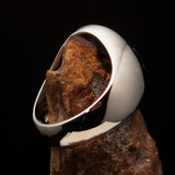 Excellent crafted ancient Men's green Assassin Ring - Sterling Silver - BikeRing4u