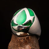 Excellent crafted ancient Men's green Assassin Ring - Sterling Silver - BikeRing4u
