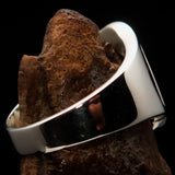 Mirror polished Men's Sterling Silver Initial Ring one bold Letter C - BikeRing4u