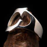 Mirror polished Men's Sterling Silver Initial Ring one bold Letter C - BikeRing4u