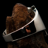 Mirror polished Men's Sterling Silver Initial Ring one bold Letter F - BikeRing4u