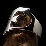 Mirror polished Men's Sterling Silver Initial Ring one bold Letter F - BikeRing4u