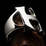 Mirror polished Men's Sterling Silver Initial Ring one bold Letter H - BikeRing4u