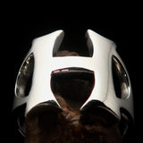Mirror polished Men's Sterling Silver Initial Ring one bold Letter H - BikeRing4u