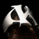 Mirror polished Men's Sterling Silver Initial Ring one bold Letter K - BikeRing4u