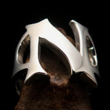 Mirror polished Men's Sterling Silver Initial Ring one bold Letter N - BikeRing4u