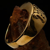 Smoothly crafted Men's Kamikaze Ring Red Cubic Zirconia CZ - Solid Brass - BikeRing4u