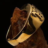 Smoothly crafted Men's Kamikaze Ring Red Cubic Zirconia CZ - Solid Brass - BikeRing4u