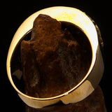 Smoothly crafted Men's Kamikaze Ring Red Cubic Zirconia CZ - Solid Brass - BikeRing4u