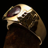 Smoothly crafted Men's Kamikaze Ring Red Cubic Zirconia CZ - Solid Brass - BikeRing4u