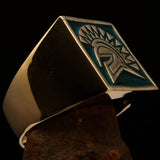 Nicely crafted Men's Ring Black Greek Warrior - Solid Brass - BikeRing4u