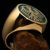 Nicely crafted Men's Seal Ring German Eagle Green - Solid Brass - BikeRing4u