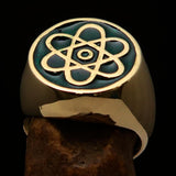 Perfectly crafted Men's Teacher Ring Atom Symbol Green - Solid Brass - BikeRing4u