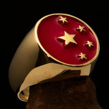 Perfectly crafted Men's Chinese Flag Ring Red - Solid Brass - BikeRing4u