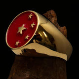 Perfectly crafted Men's Chinese Flag Ring Red - Solid Brass - BikeRing4u