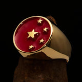 Perfectly crafted Men's Chinese Flag Ring Red - Solid Brass - BikeRing4u