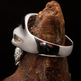 Excellent crafted Men's Biker Skull Ring Green Diamond 13 - Sterling Silver 925 - BikeRing4u