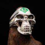 Excellent crafted Men's Biker Skull Ring Green Diamond 13 - Sterling Silver 925 - BikeRing4u