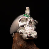 Excellent crafted Men's green 1% Snake Skull Outlaw Ring - Sterling Silver - BikeRing4u