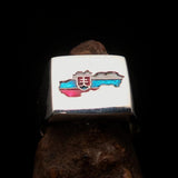 Excellent crafted Men's National Flag Ring Slovakia - Sterling Silver - BikeRing4u